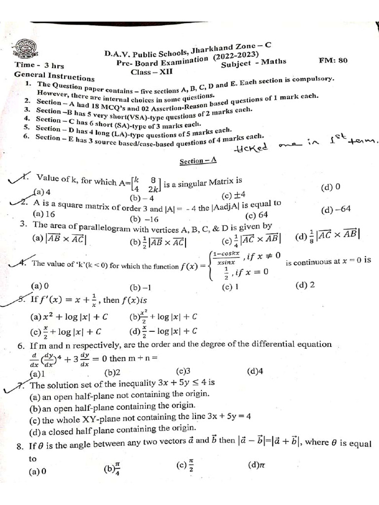 MATHEMATICS (2025-26) (Must For Examination) | PDF