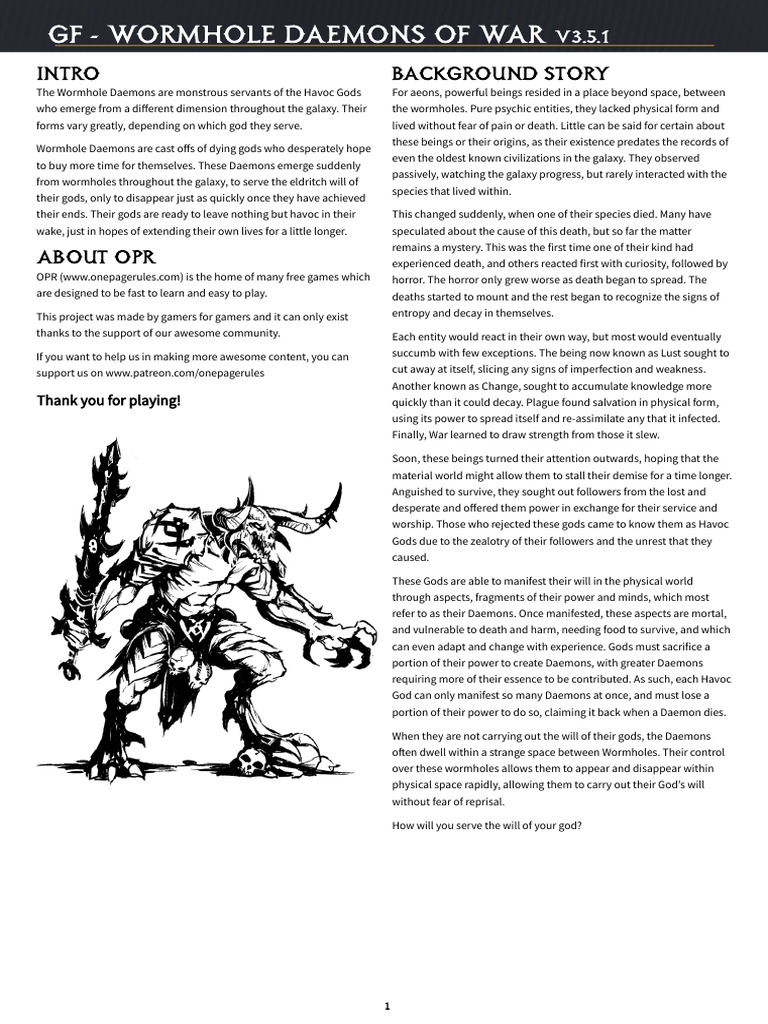 Wormhole Daemons of War Overview | PDF | Demons
