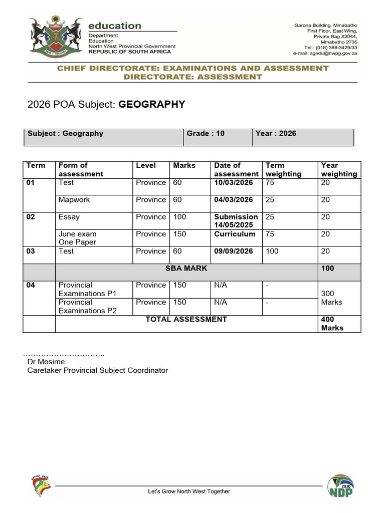 2026 Geography Assessment Overview | PDF | Educational Stages | Methodology