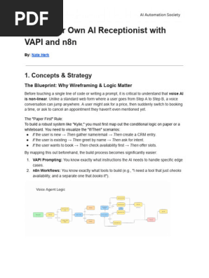 Build AI Receptionist with VAPI & n8n | PDF | Customer Relationship  Management