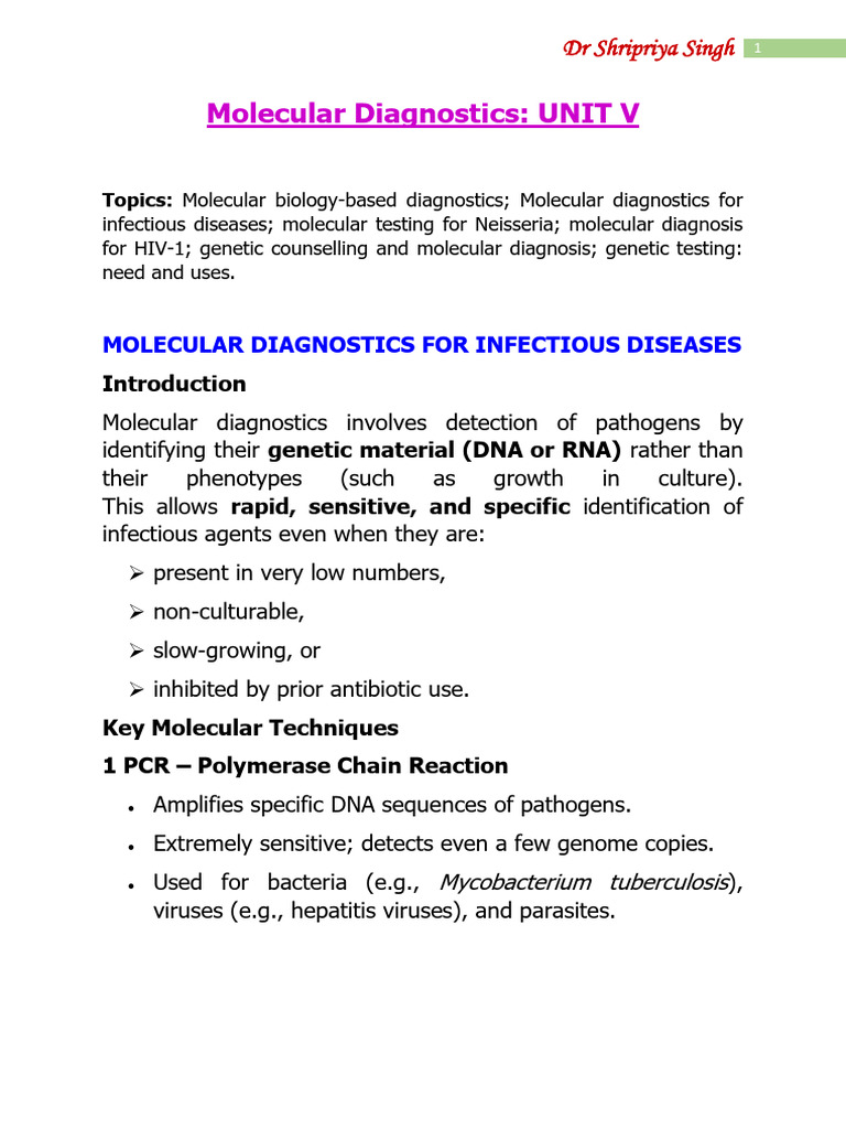 Molecular Diagnostics in Infectious Diseases | PDF | Polymerase Chain ...