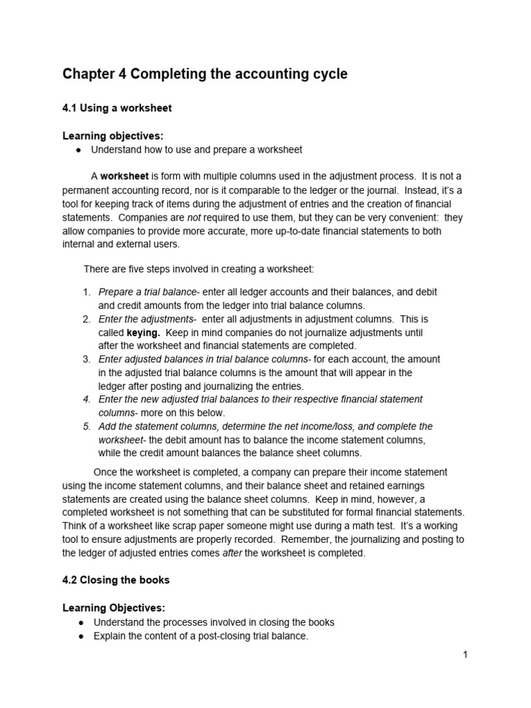Accounting Cycle and Worksheet Guide | PDF | Debits And Credits ...