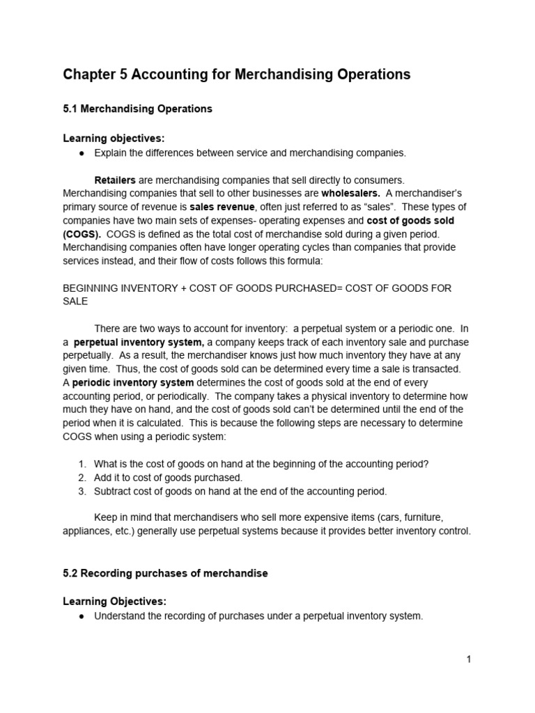 Merchandising Operations Accounting Guide | PDF | Debits And Credits ...