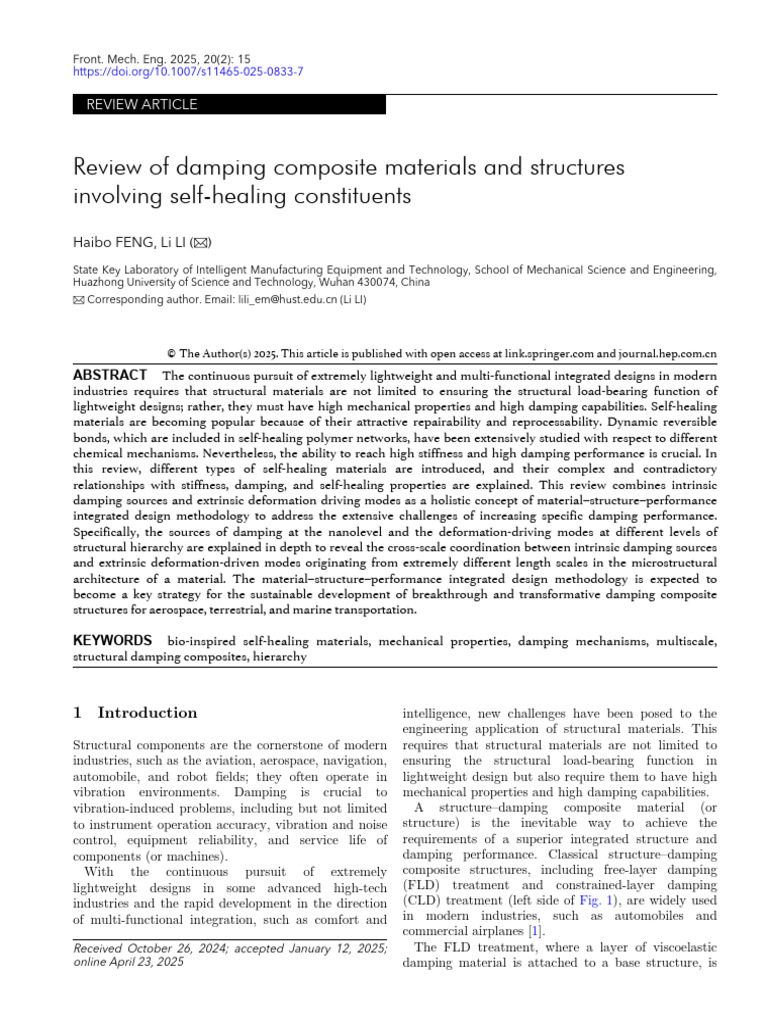 Review of Damping Composite Materials and Structures Involving Self ...