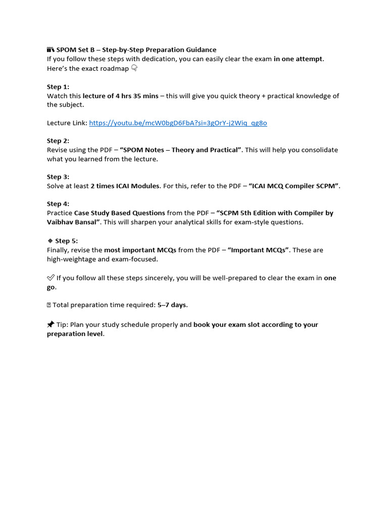 SPOM Set B Exam Prep Guide | PDF