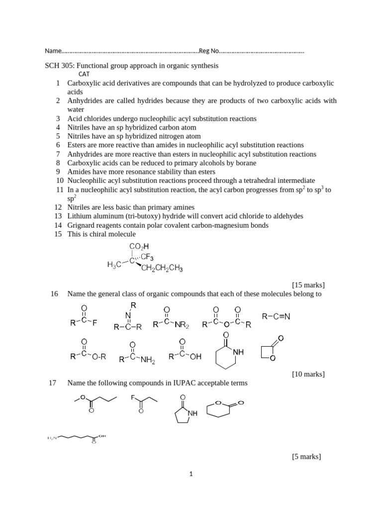 Organic Synthesis: Functional Groups Guide | PDF | Carboxylic Acid | Ester