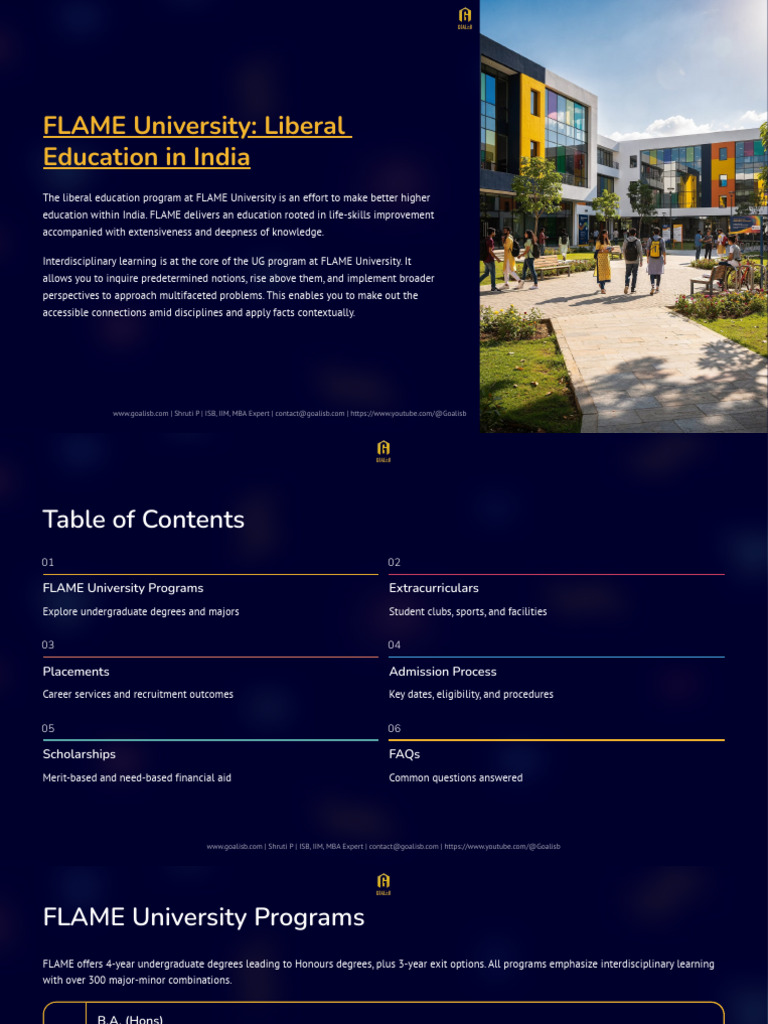 FLAME University: Interdisciplinary Liberal Arts | PDF | University And ...