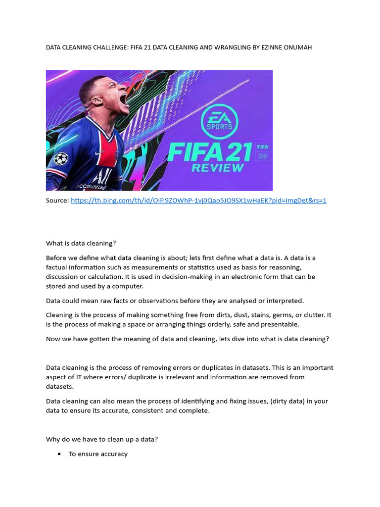FIFA 21 Data Cleaning Guide | PDF | Data | Pound (Mass)