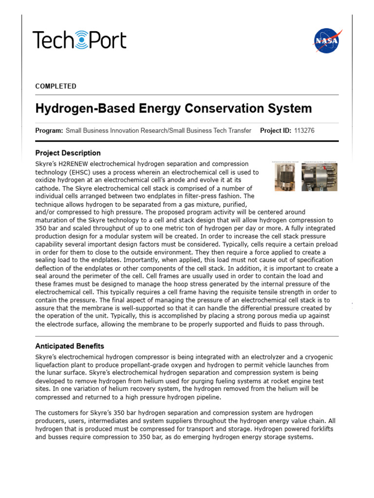 Hydrogen Compression Technology Overview | PDF | Electrochemistry ...