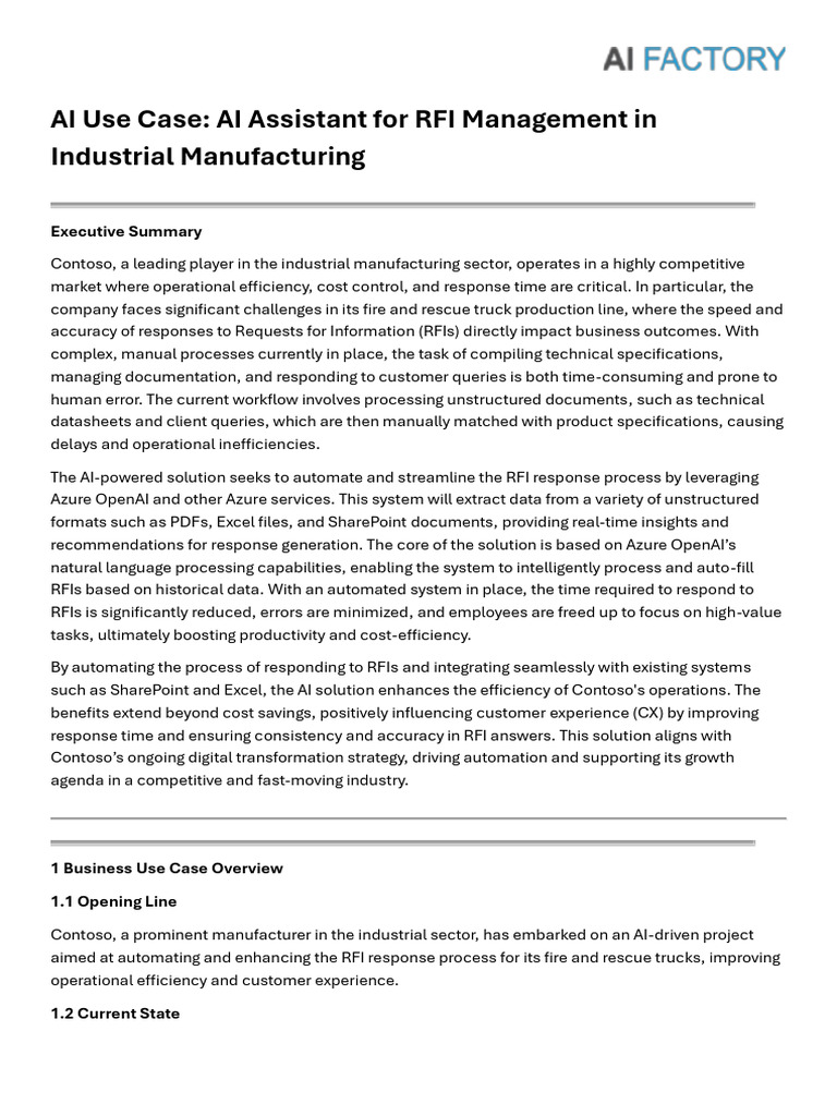 AI-Driven RFI Management for Manufacturing | PDF | Artificial ...