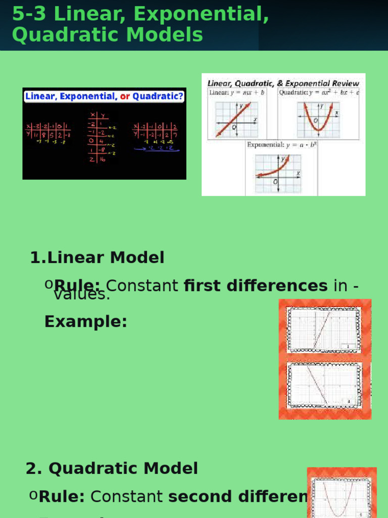 5-3 Linearm Exponentialm Quadratic Models | PDF