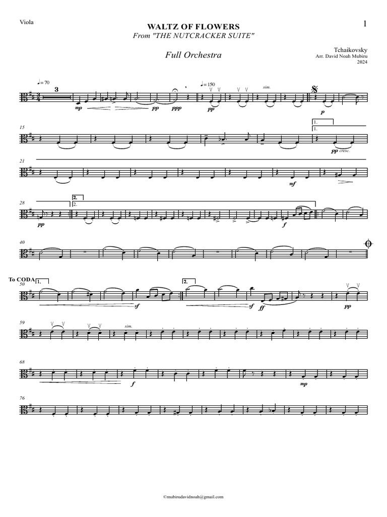Partition pour Viola : Valse des Fleurs | PDF