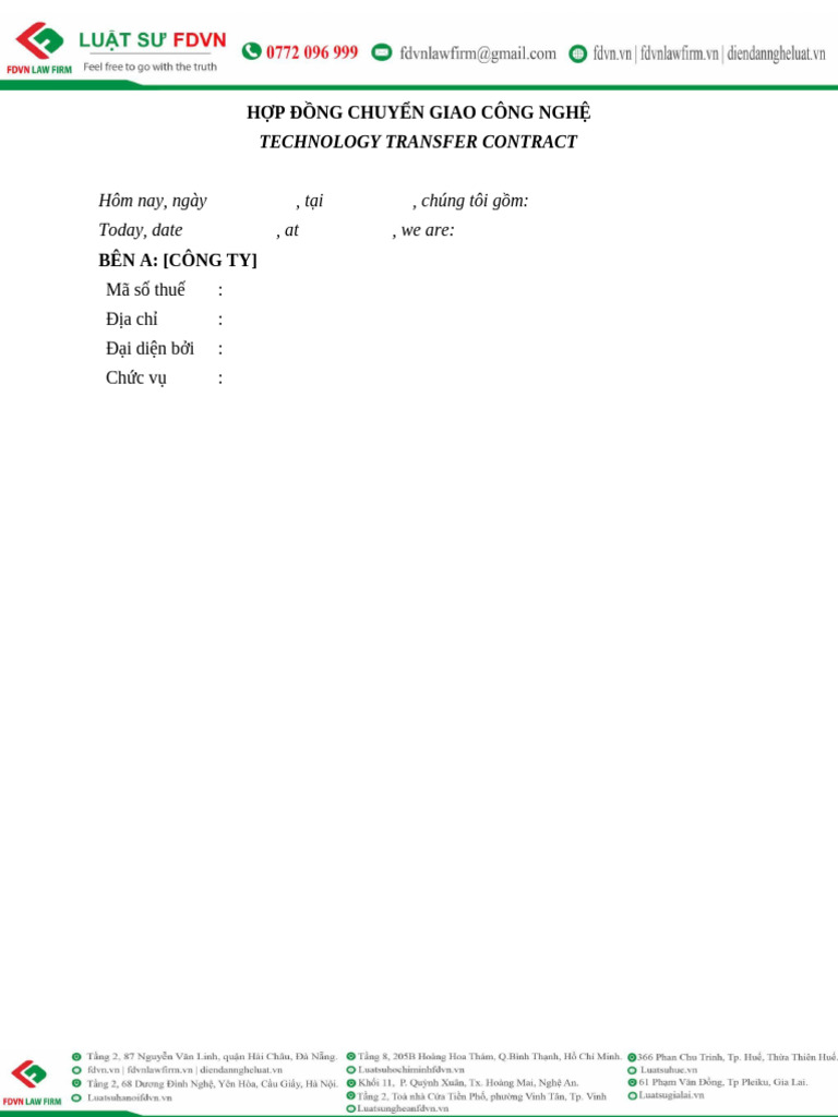 Technology Transfer Contract | PDF