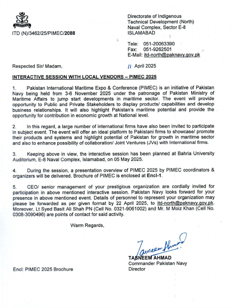 Reference A (Invitation Letter For Interactive Session of PIMEC 2025 ...
