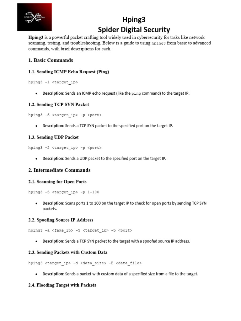 Hping3 Command Guide for Cybersecurity | PDF | Transmission Control ...
