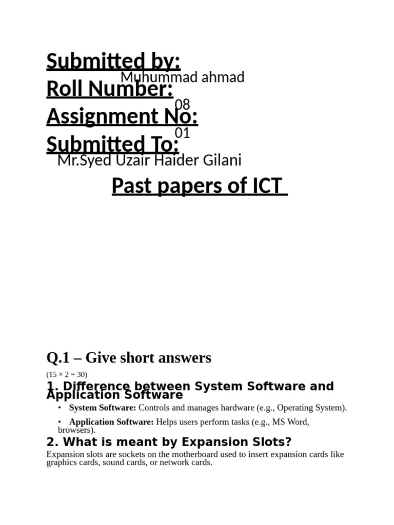 ICT Past Papers: Key Concepts Explained | PDF | Computer Network ...