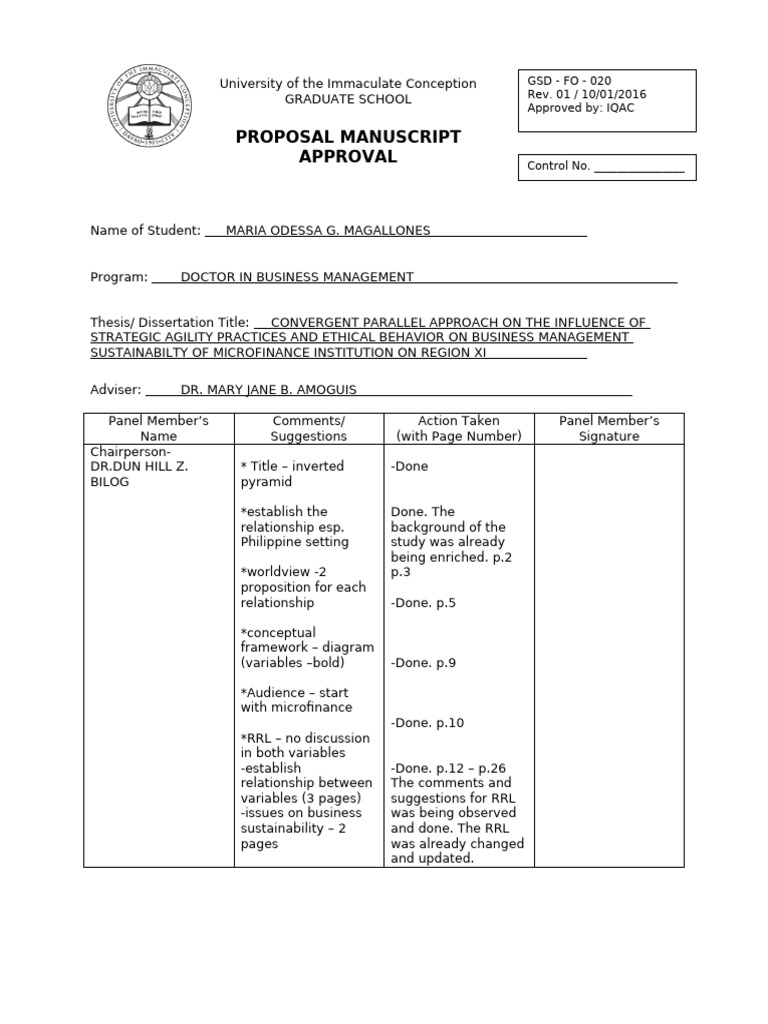 Proposal Manuscript Approval (Routing Form) .Bilog | PDF