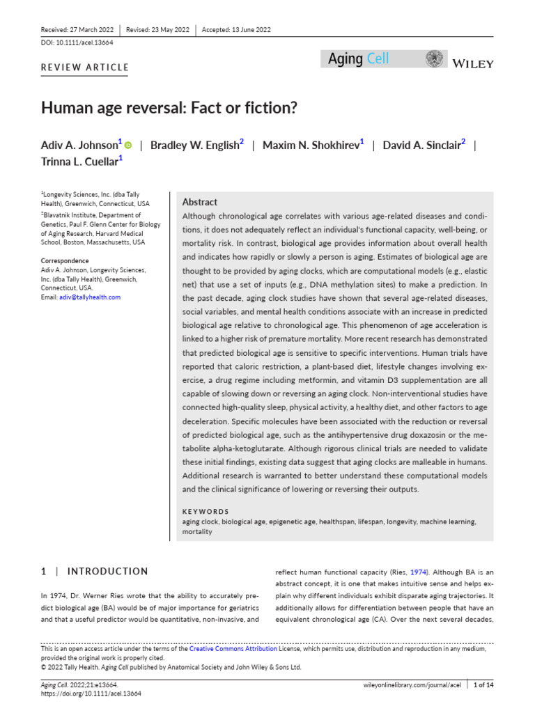 Human Age Reversal: Insights & Evidence | PDF | Dna Methylation | Biology