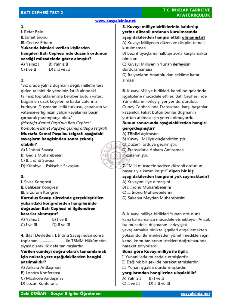 Bati CephesI TEST 2 | PDF