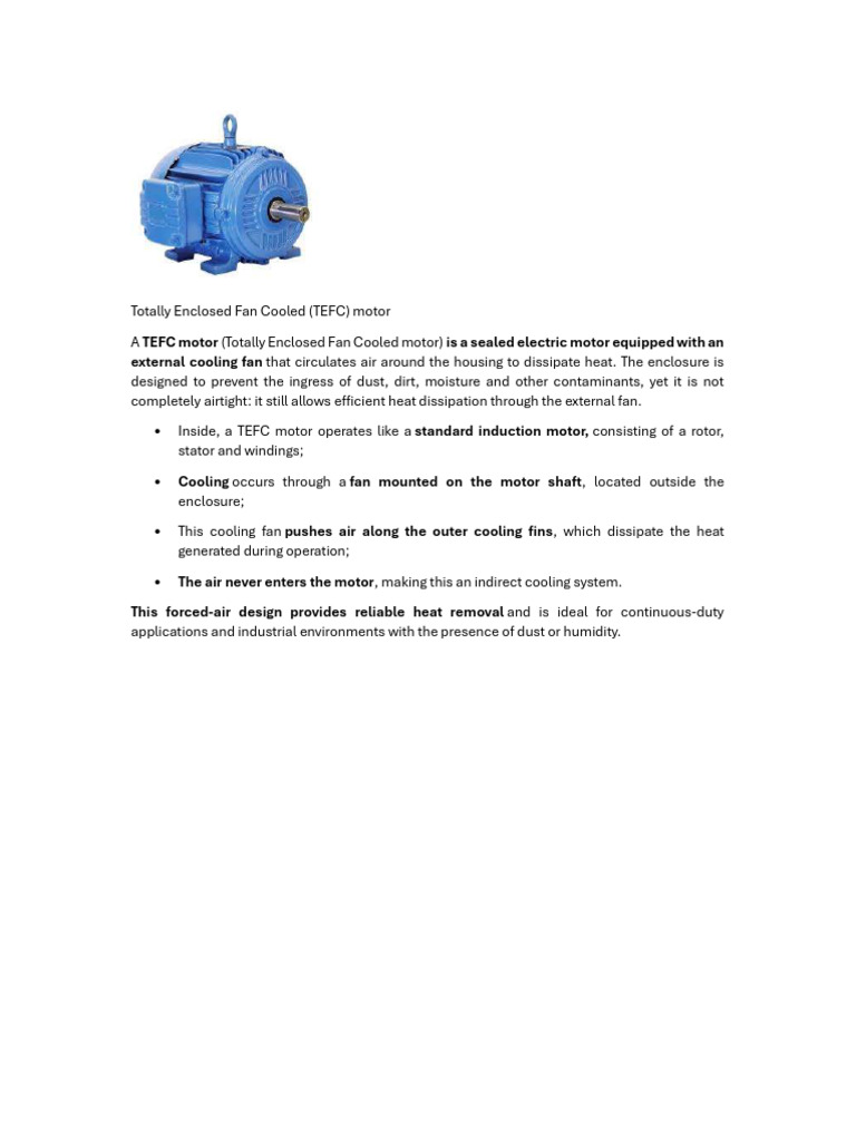 TEFC vs TENV Motors: Key Differences | PDF | Convection | Heat