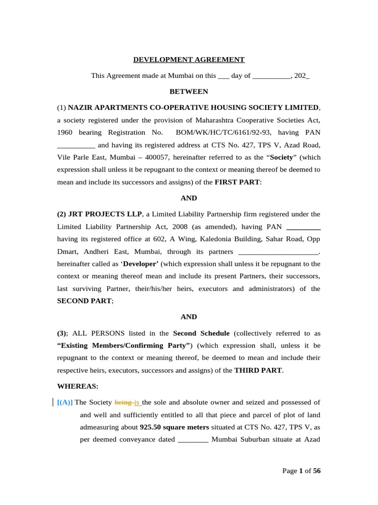 Mumbai Development Agreement 2023 | PDF | Property | Liquidated Damages