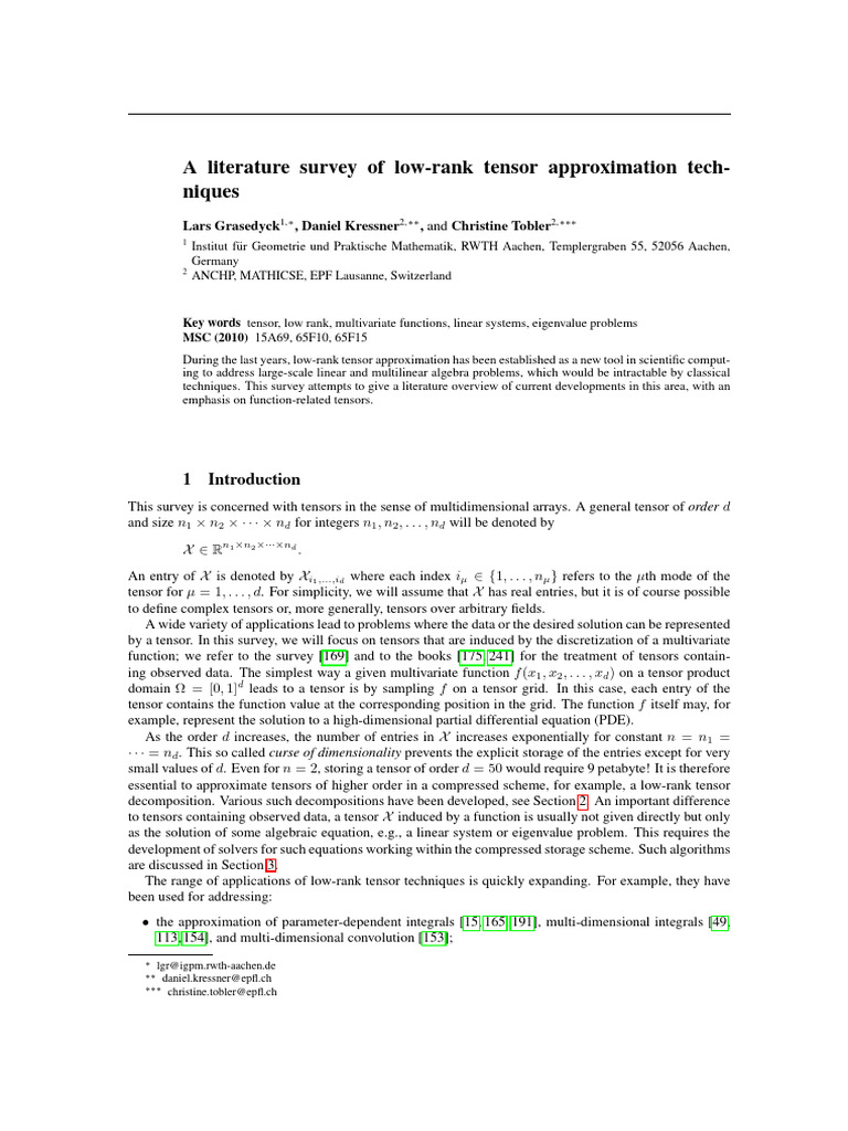 Low-Rank Tensor Approximation Survey | PDF | Tensor | Applied Mathematics