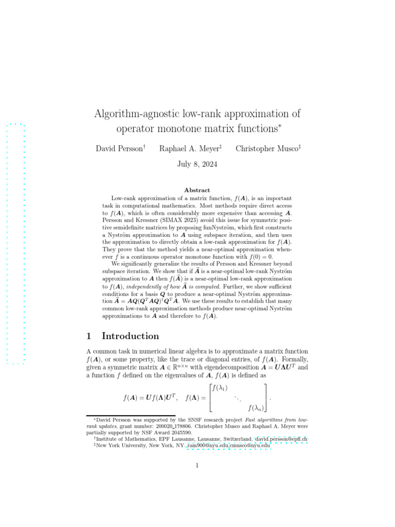 Algorithm-Agnostic Low-Rank Approximation of Operator Monotone Matrix ...