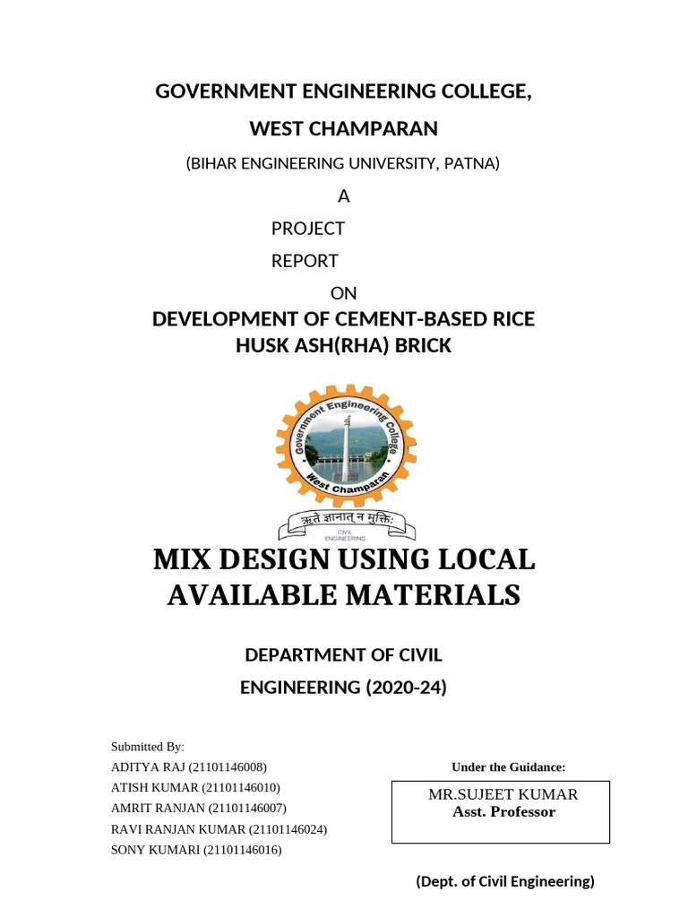 RHA Brick Mix Design for Sustainable Construction | PDF | Cement | Brick