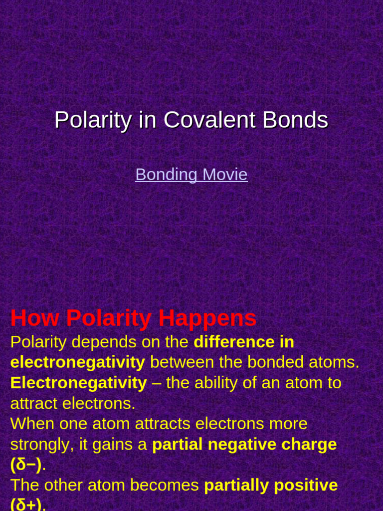 Understanding Covalent Bond Polarity | PDF | Chemical Polarity ...