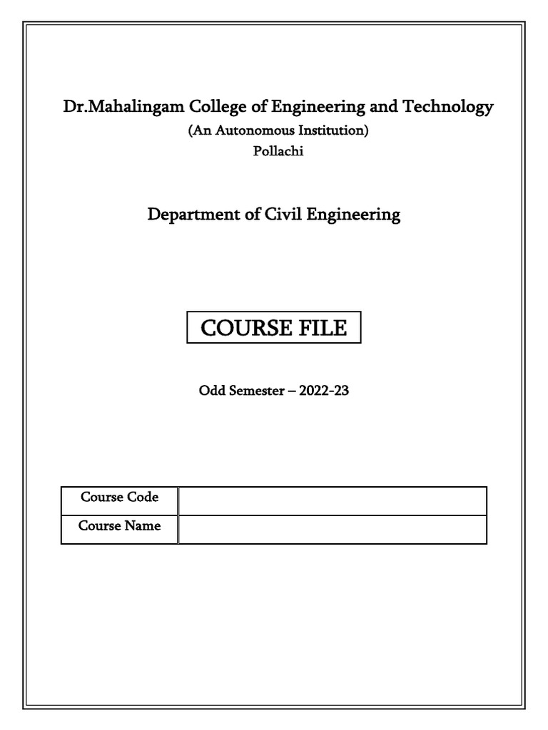Civil Engineering Course File Check List | PDF