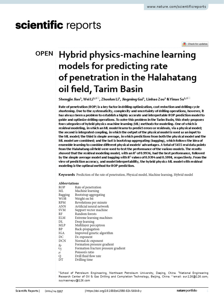 Hybrid Models for ROP Prediction in Drilling | PDF | Machine Learning ...