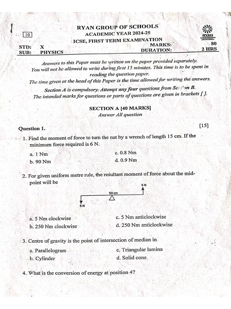 Physics Term 1 QP | PDF