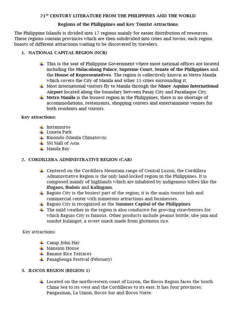 Philippine Regions and Attractions Guide | PDF | Mindanao | Philippines