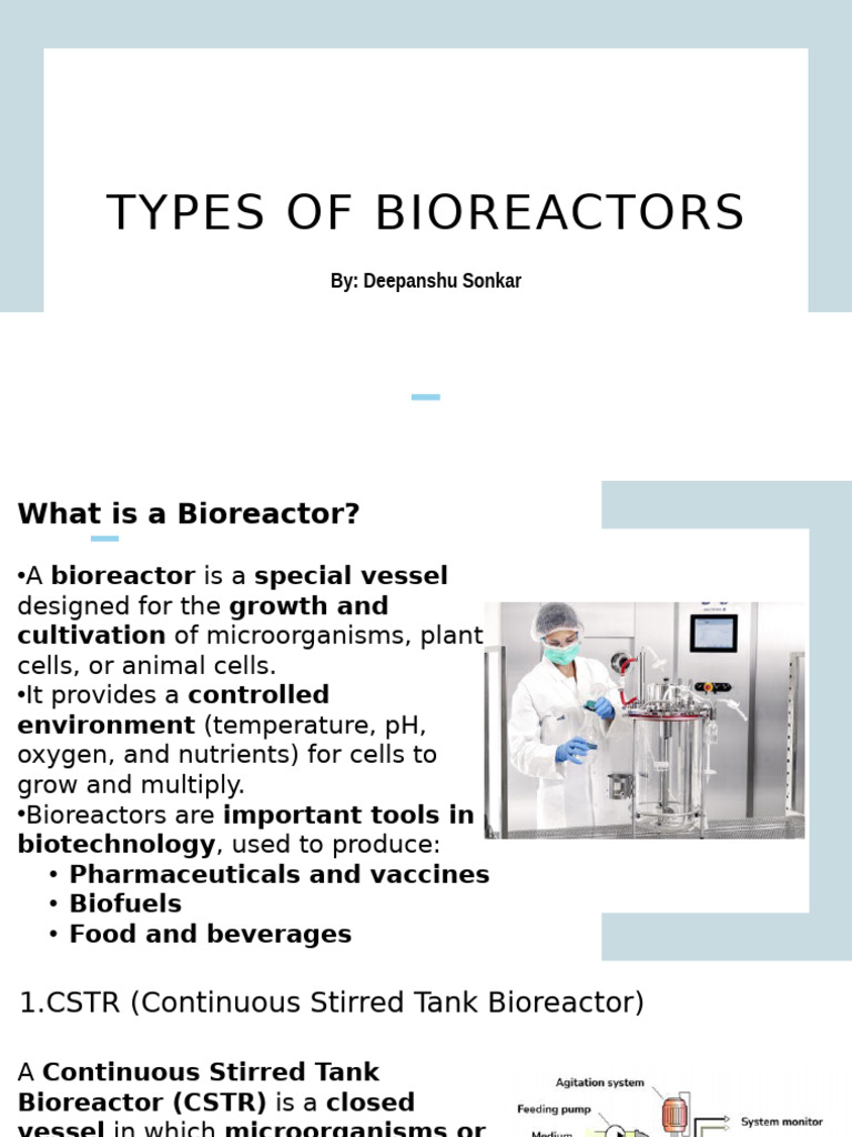 Types of Bioreactors | PDF | Biology | Chemistry