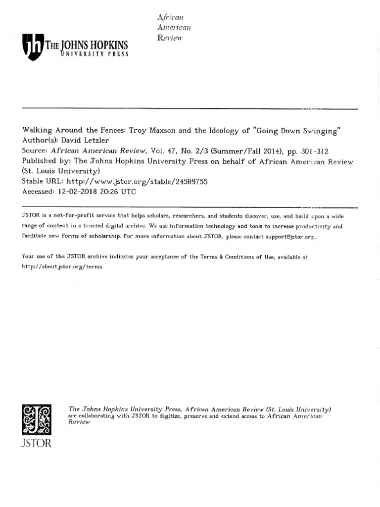 Going Down Swinging - Letzler | PDF