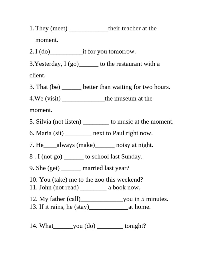 English Verb Tense Exercises | PDF | Chess | Chess Theory