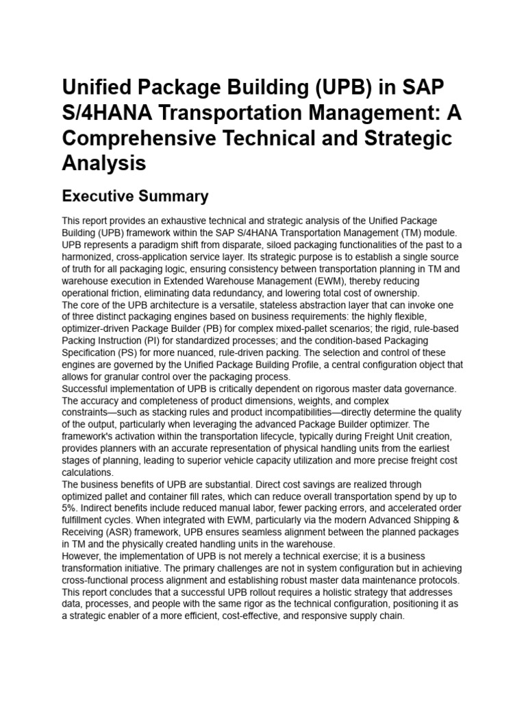 SAP S/4HANA Unified Package Building Guide | PDF | Logistics | Cargo