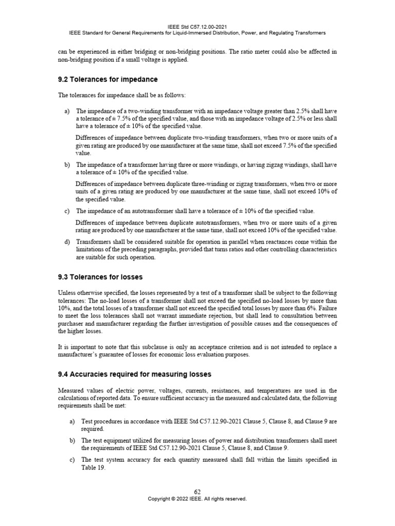 IEEE Standard for Transformer Requirements | PDF | Transformer ...