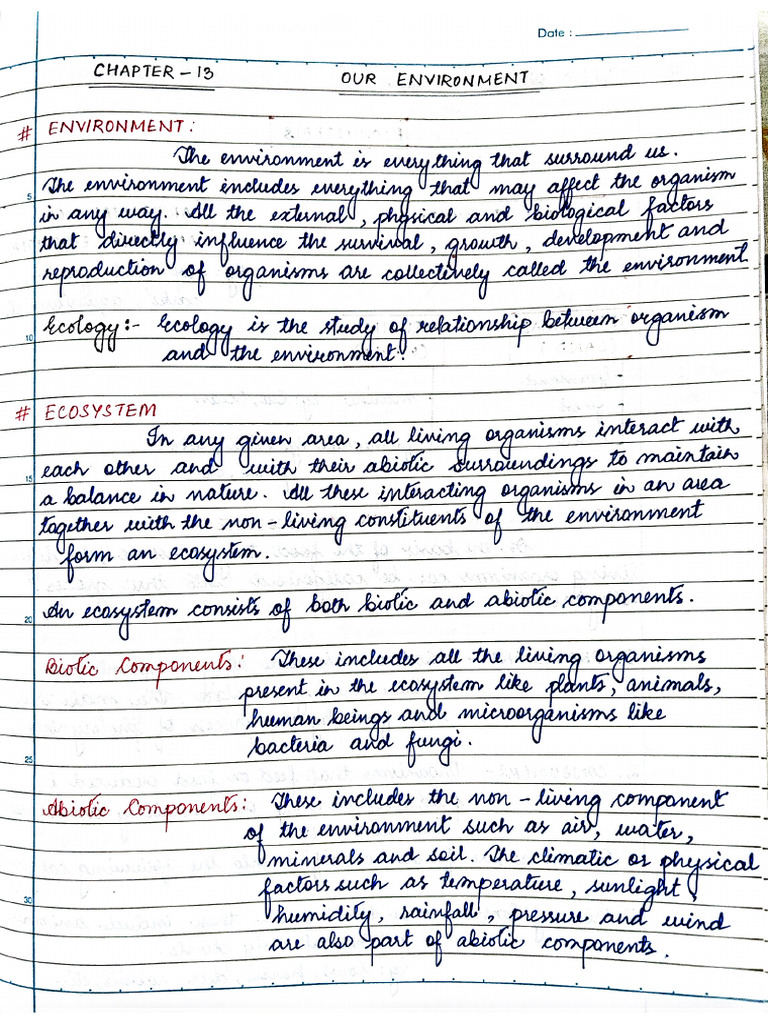 Class 10 Our Environment Notes | PDF