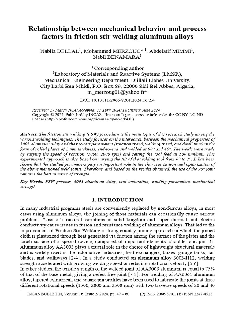 Friction Stir Welding of Aluminum Alloys | PDF | Fracture | Ductility