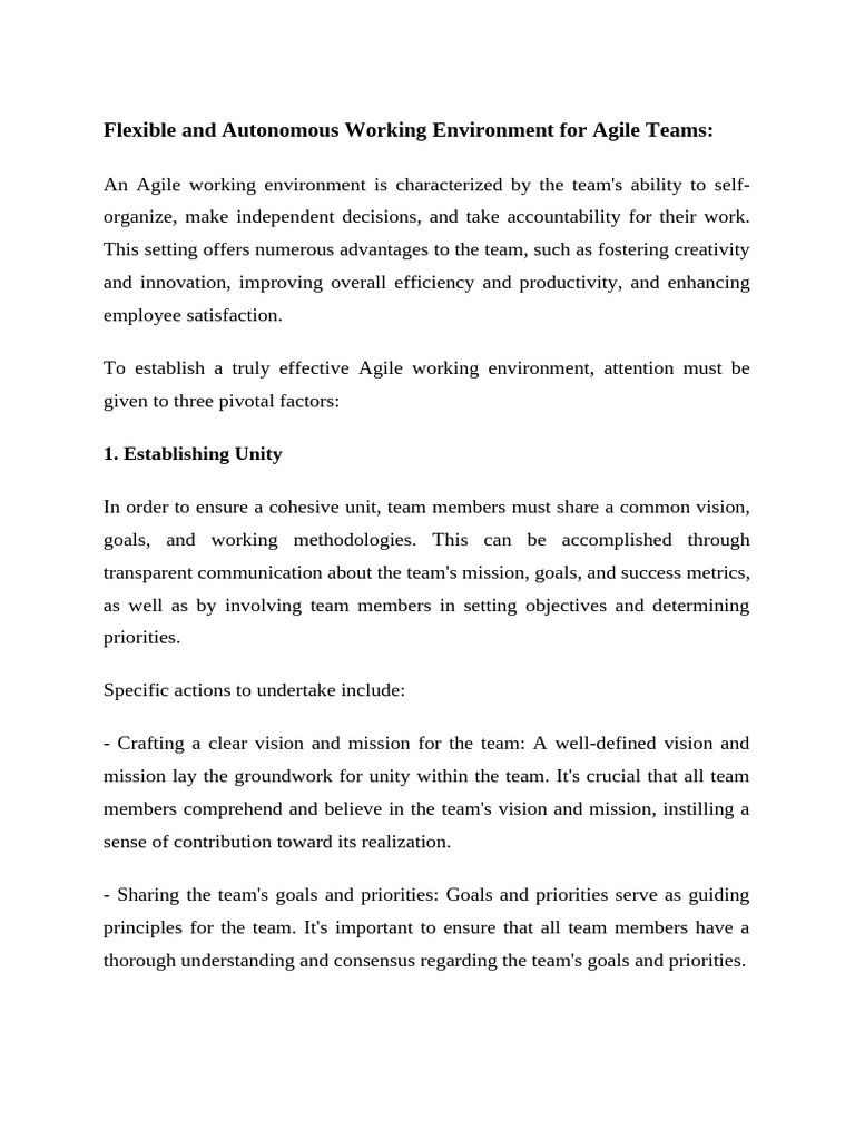 Flexible and Autonomous Working Environment For Agile Teams | PDF ...