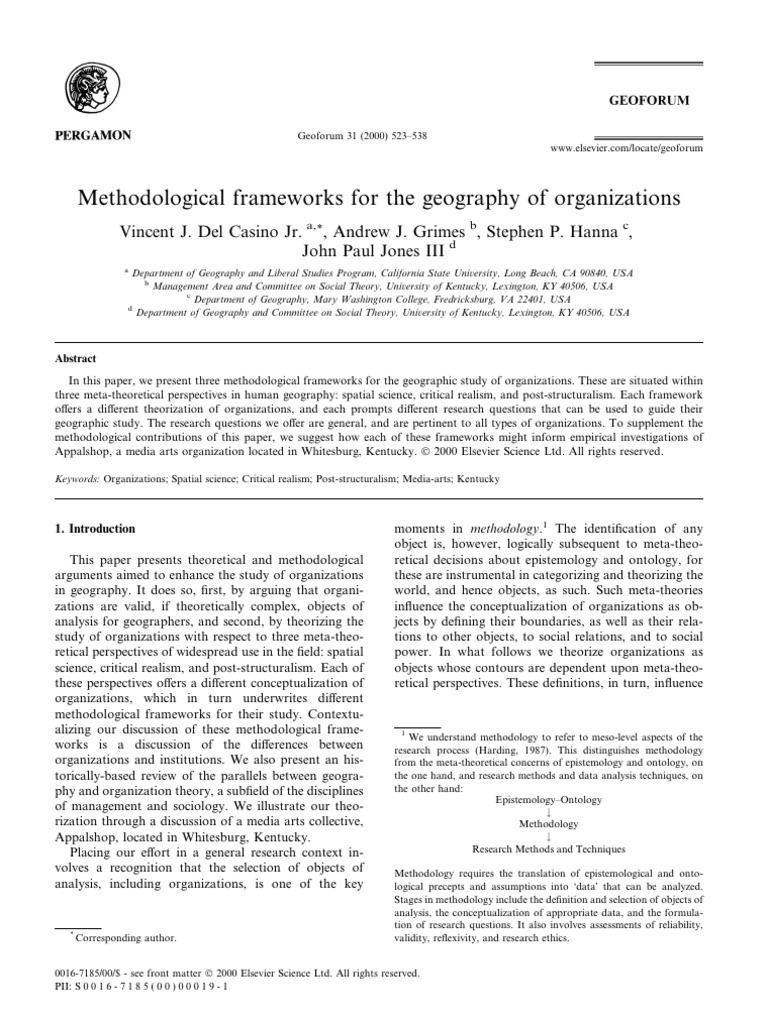 Geographic Methodologies for Organizations | PDF | Methodology | Analysis