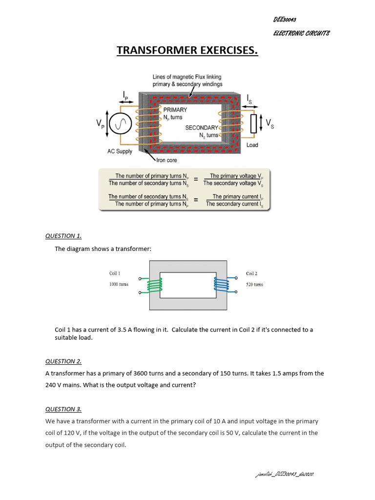 Transformer Current and Voltage Calculations | PDF