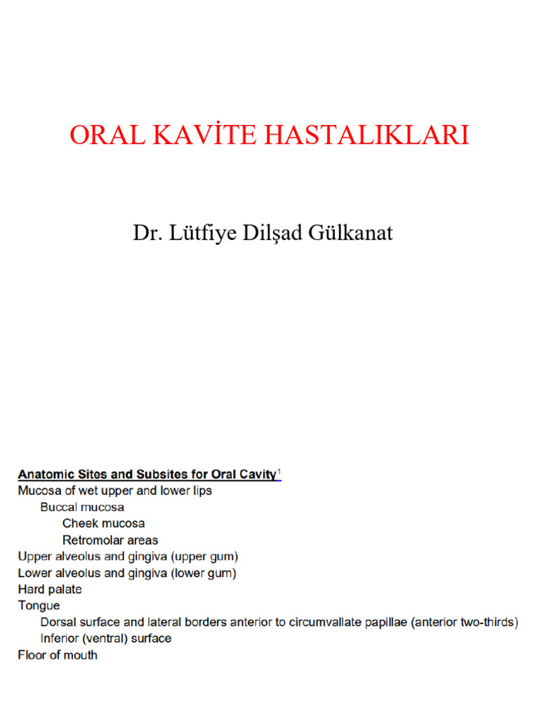 Oral Kavite Hastalıkları | PDF