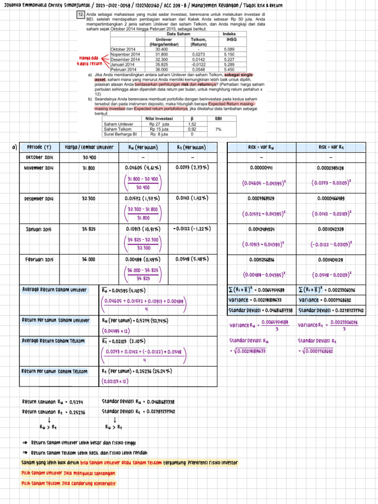 Risk and Return Analysis of Stocks | PDF | Unilever