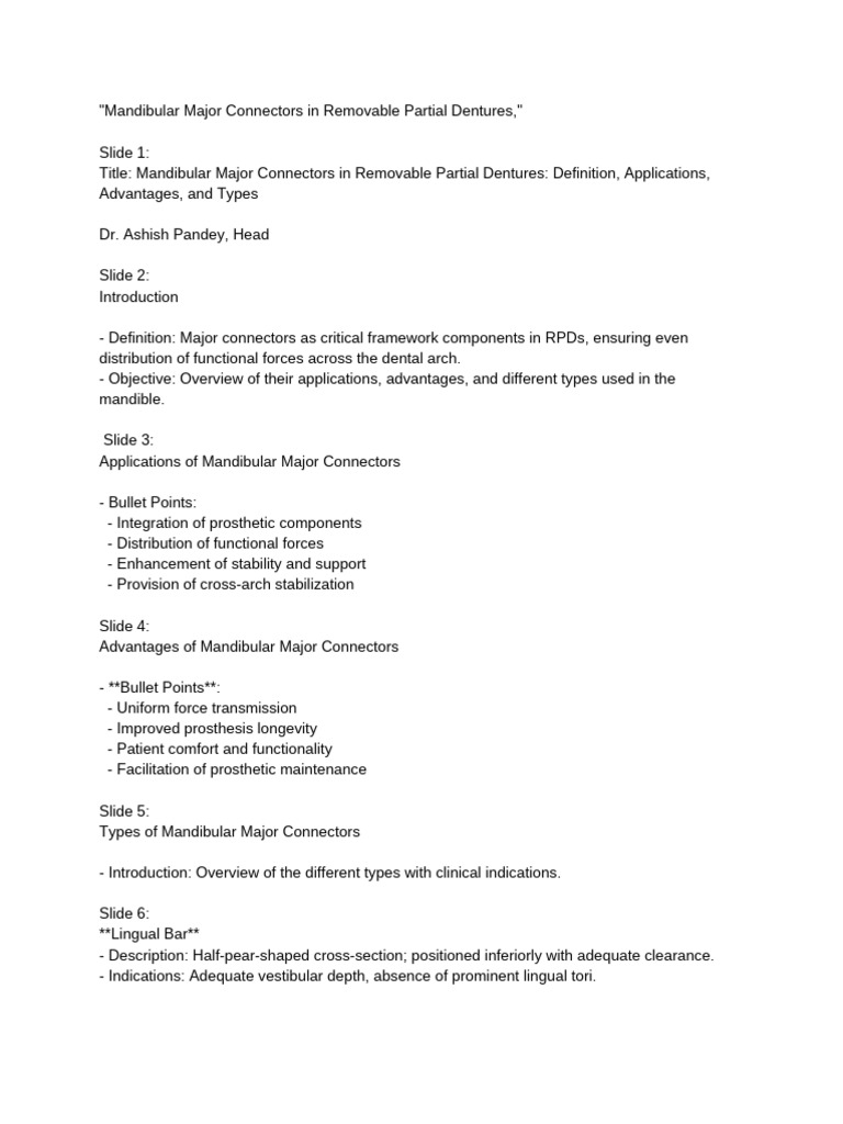 Mandibular Connectors in Partial Dentures | PDF | Tooth | Dentistry ...
