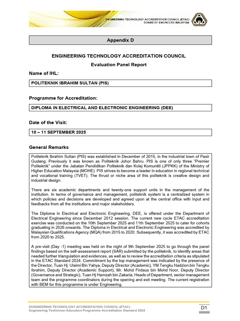 ETAC Accreditation Report for DEE Program | PDF | Educational ...