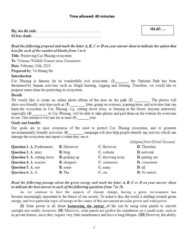 Practice Test 10: 40-Minute Quiz | PDF