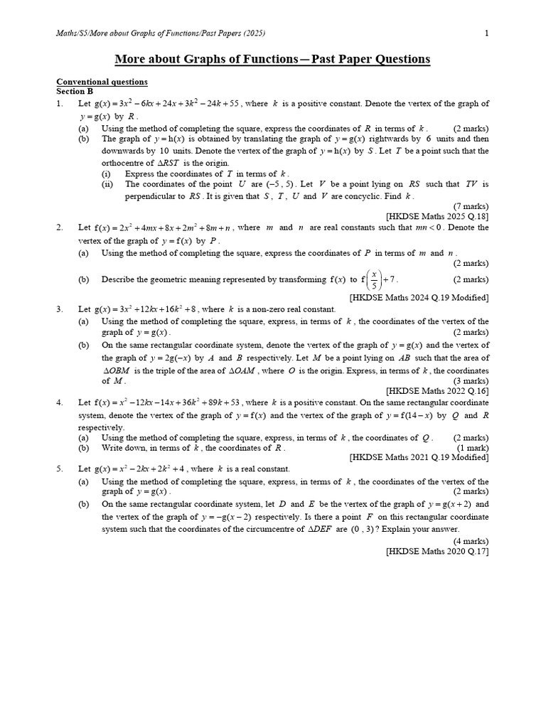 2025 Maths Function Graphs Past Papers | PDF | Mathematical Analysis ...