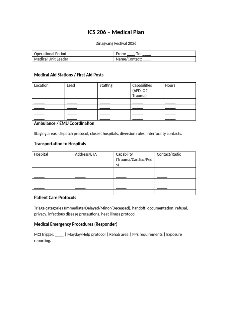 Medical Plan for Dinagyang Festival 2026 | PDF